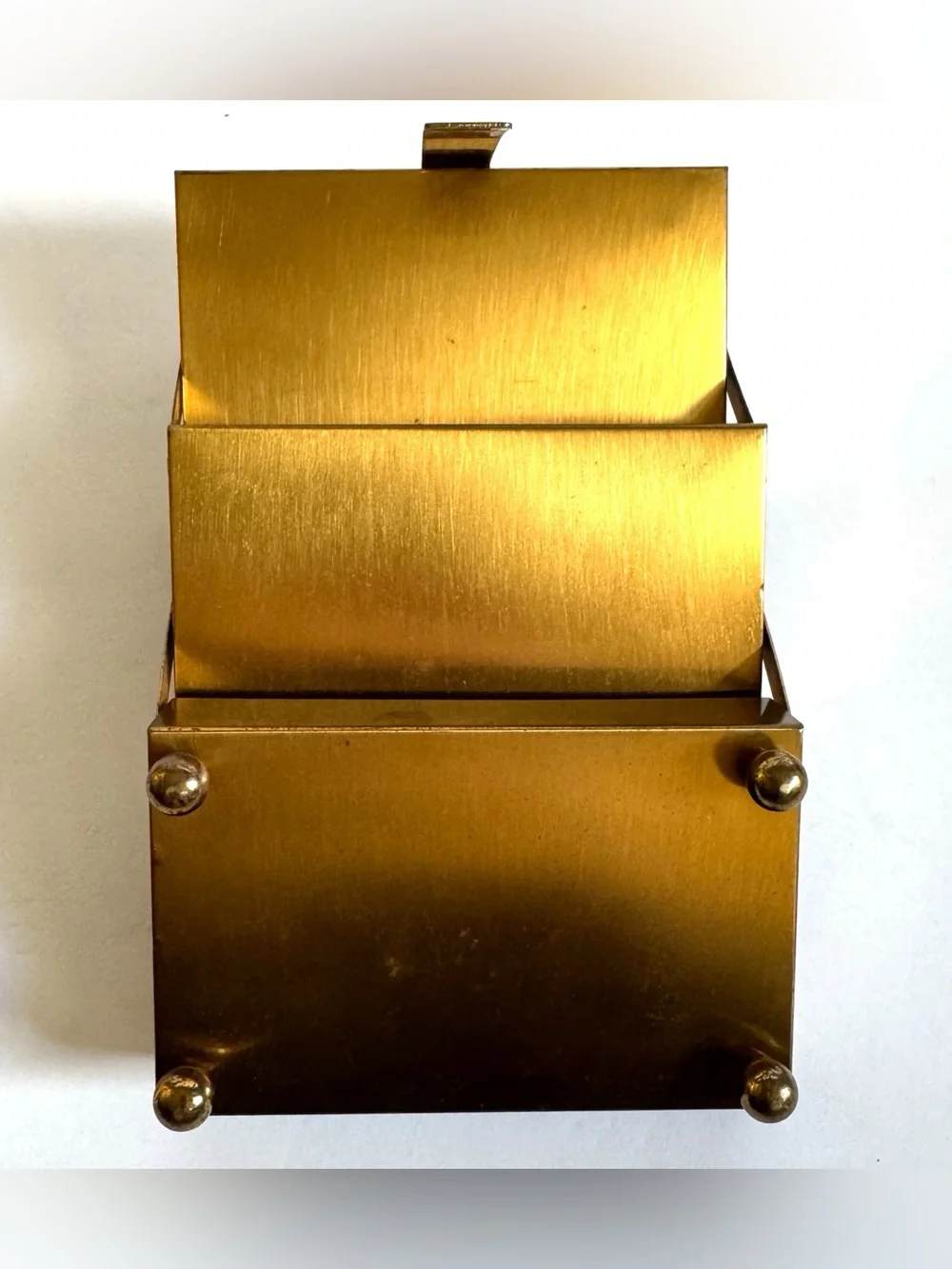 Vtg Brass Accordion Cantilever Jewelry Box Jeweled Rhinestone Hollywood Regency